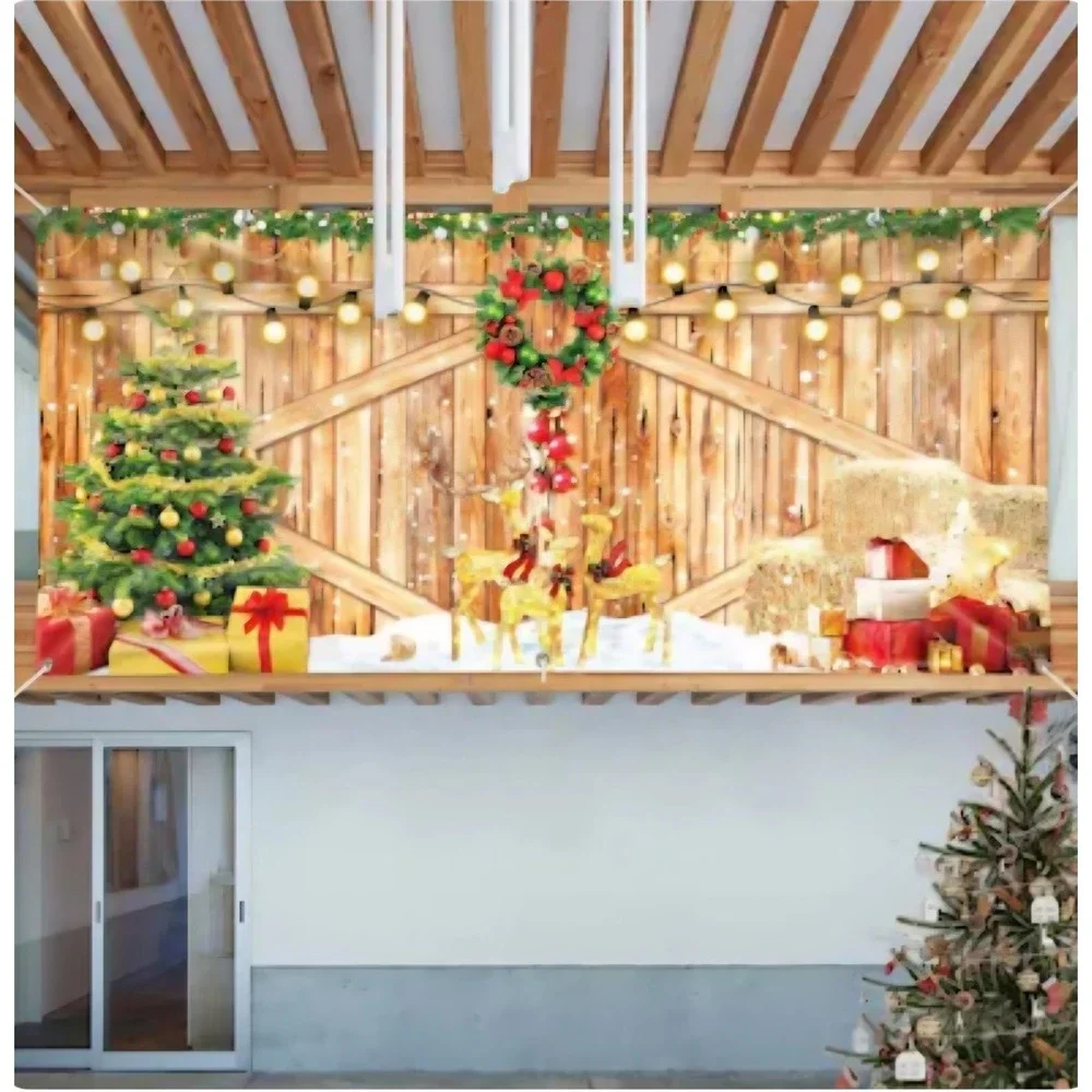 7x13ft Aprox Christmas Barn Wood Photography Backdrop for Holiday Celebrations